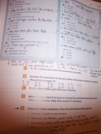 1.2.3 Open your Market Leader book on page 70: Develop exercises A to G of Language Focus. Part 2